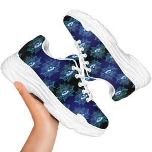 Lotus Eye of Providence Pattern Print White Chunky Shoes