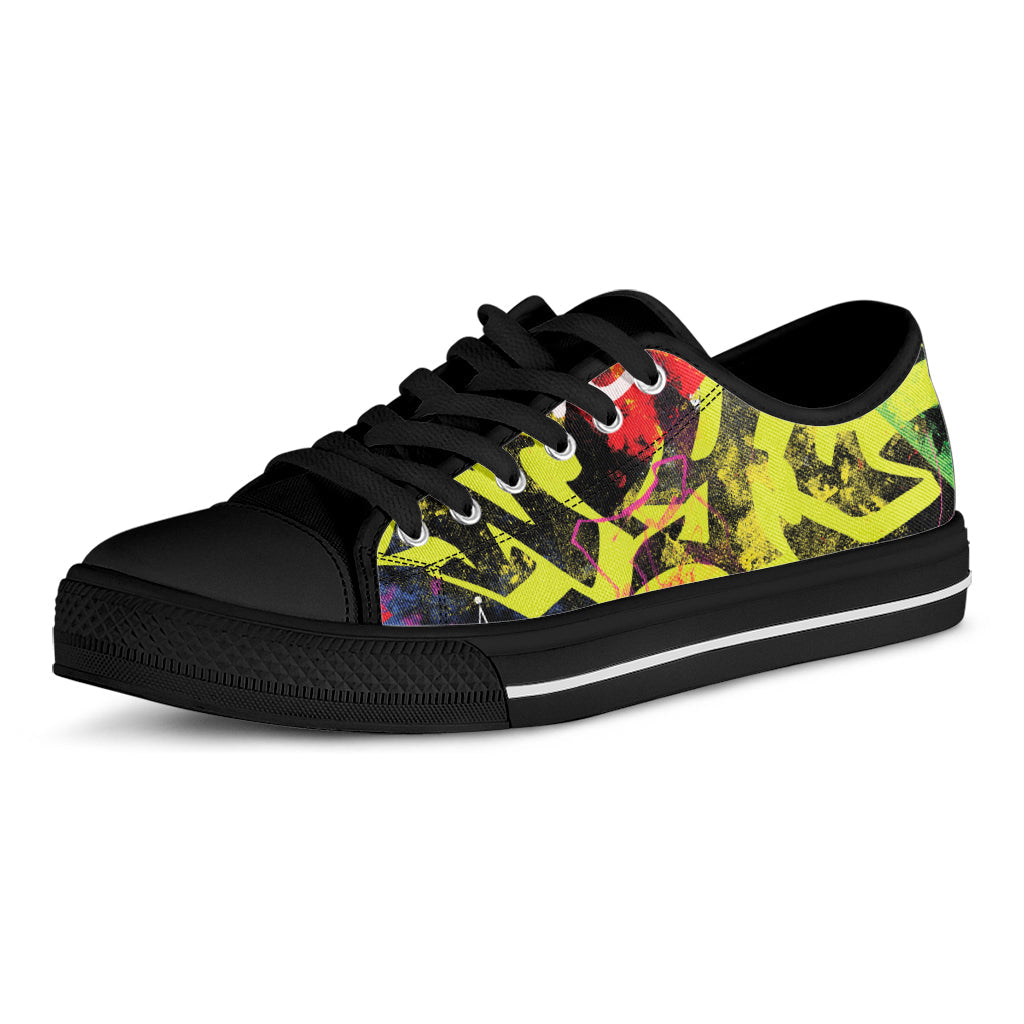 Love NYC Graffiti Print Black Low Top Sneakers
