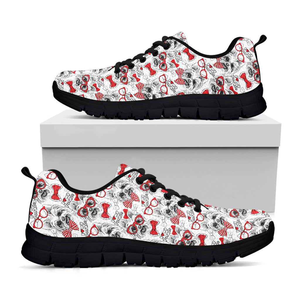Lovely Yorkshire Terrier Pattern Print Black Running Shoes