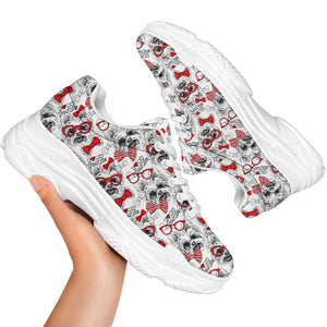 Lovely Yorkshire Terrier Pattern Print White Chunky Shoes