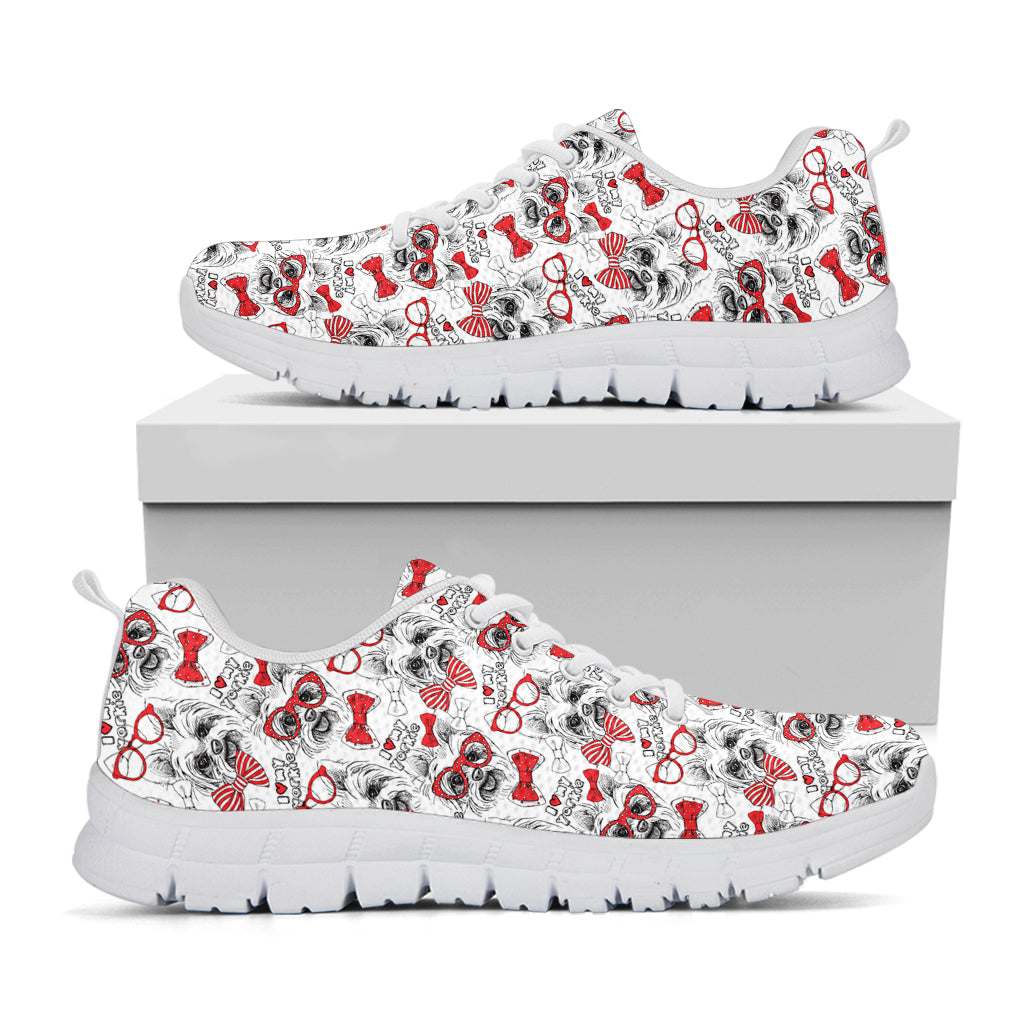 Lovely Yorkshire Terrier Pattern Print White Running Shoes