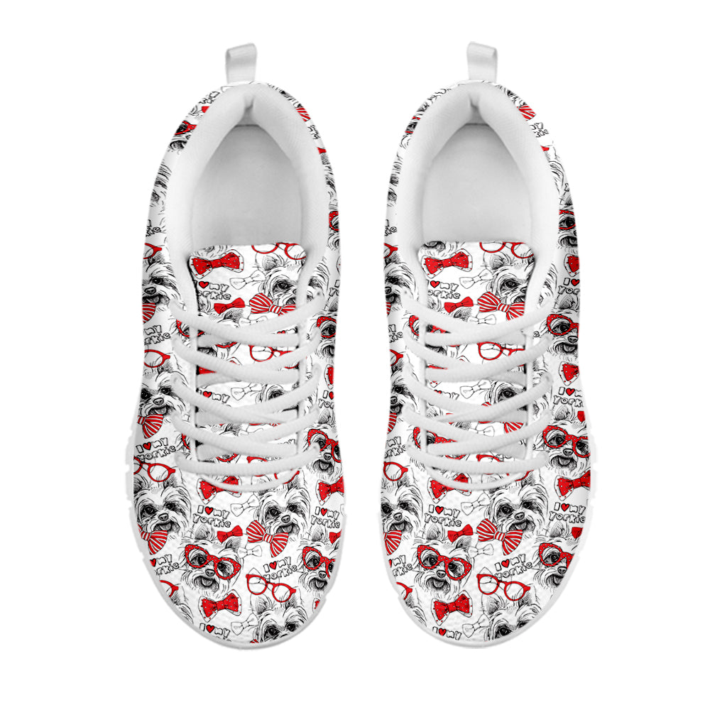 Lovely Yorkshire Terrier Pattern Print White Running Shoes