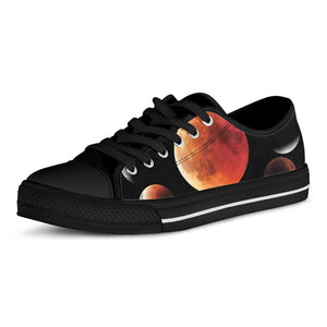 Lunar Eclipse Cycle Print Black Low Top Sneakers