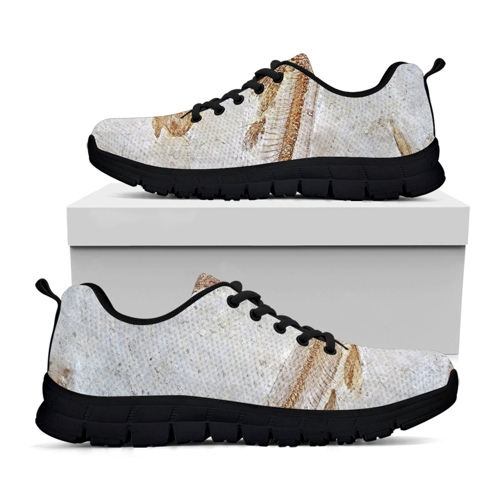 Lycoptera Fish Fossil Print Black Running Shoes
