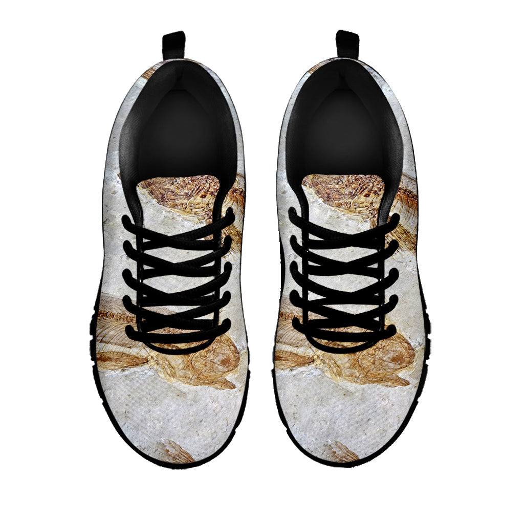 Lycoptera Fish Fossil Print Black Running Shoes