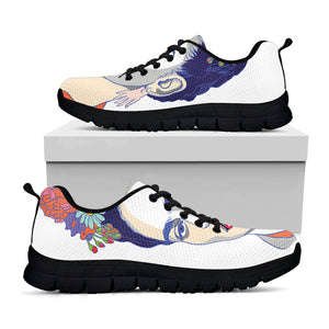 Magdalena Carmen Frida Kahlo Print Black Running Shoes