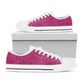 Magenta Pink (NOT Real) Glitter Print White Low Top Sneakers