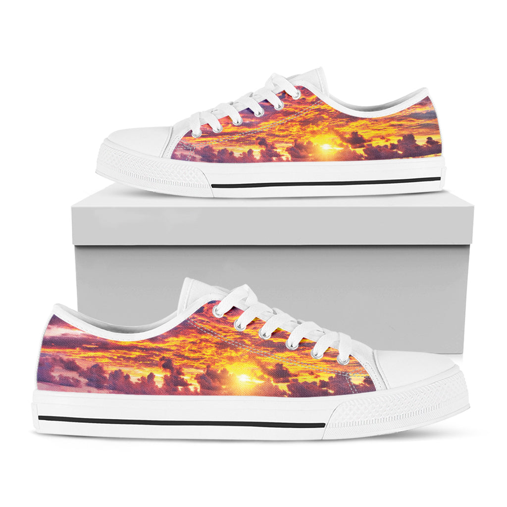 Maldives Sunset Print White Low Top Sneakers