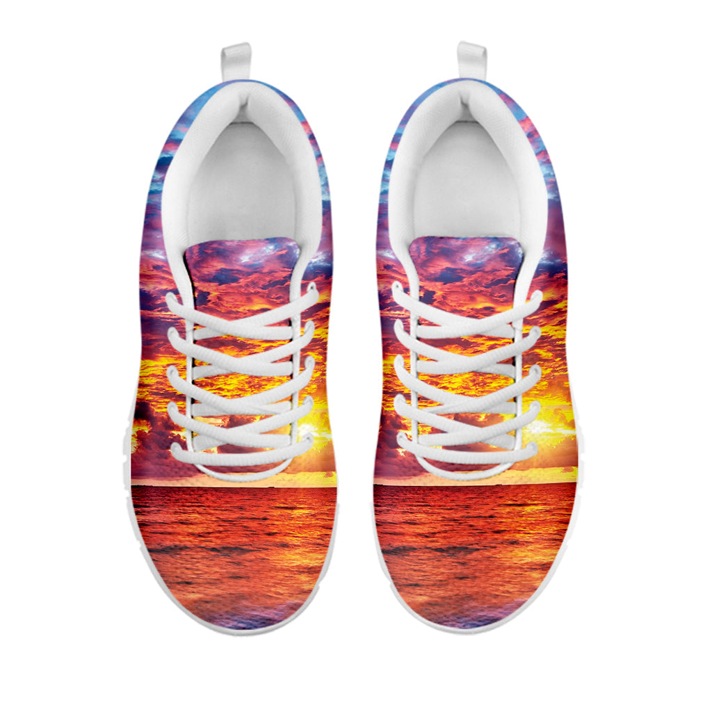 Maldives Sunset Print White Running Shoes
