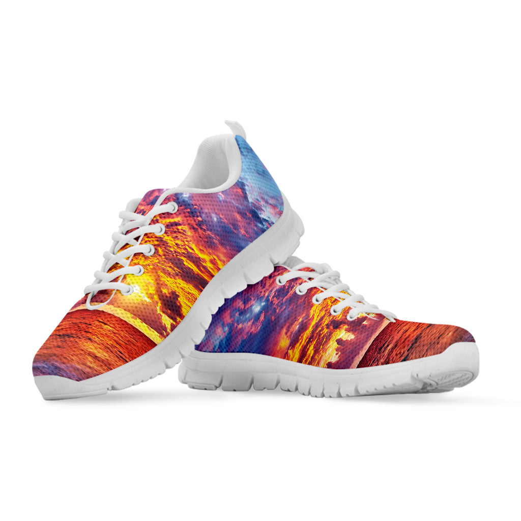 Maldives Sunset Print White Running Shoes