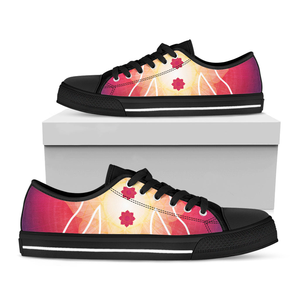 Mandala Chakras Aura Print Black Low Top Sneakers