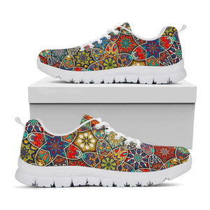 Mandala Star Bohemian Pattern Print White Running Shoes