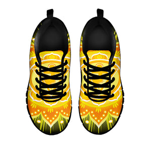 Manipura Chakra Mandala Print Black Running Shoes
