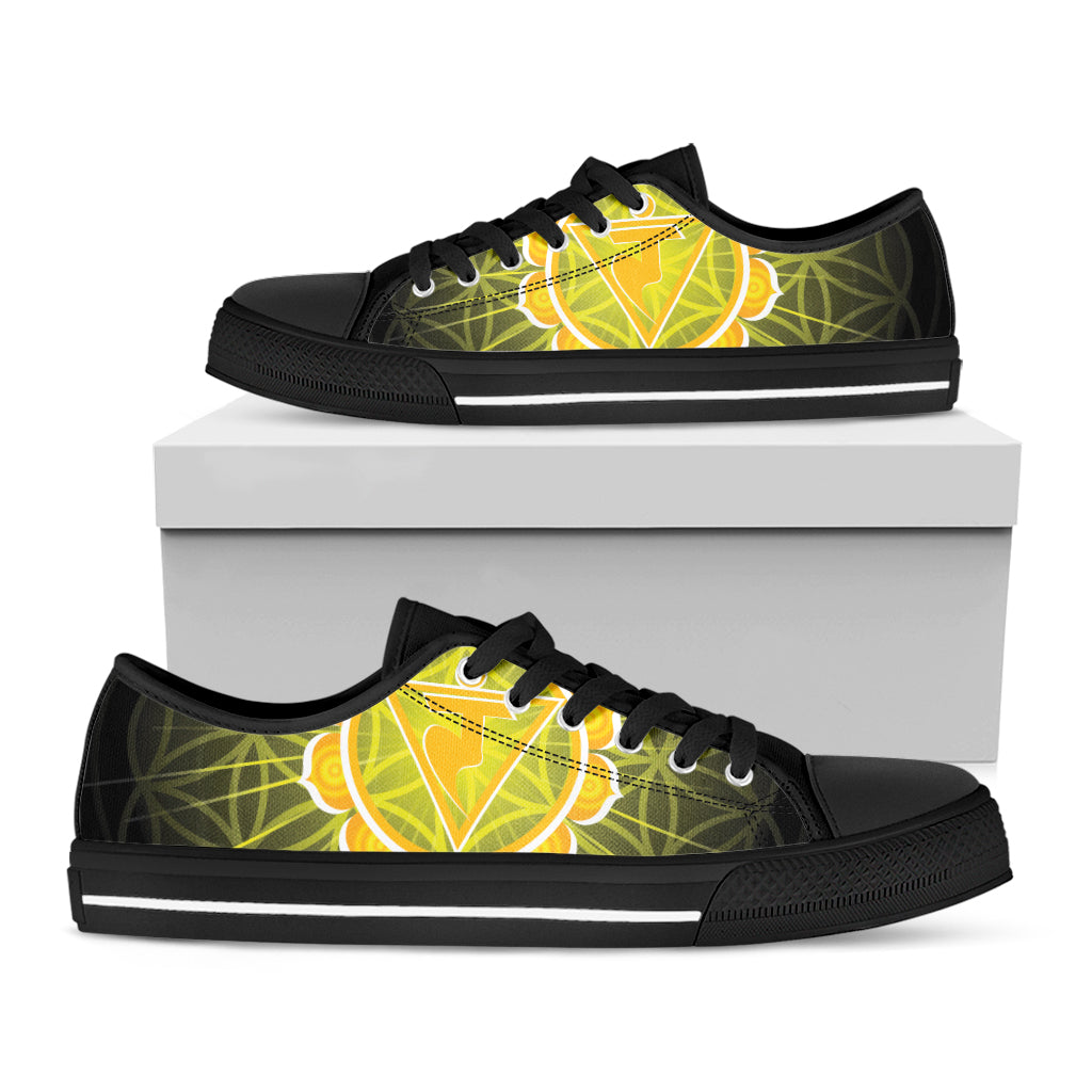 Manipura Chakra Spiritual Print Black Low Top Sneakers