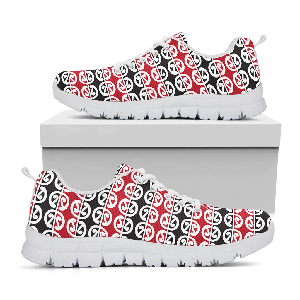 Maori Kowhaiwhai Pattern Print White Running Shoes