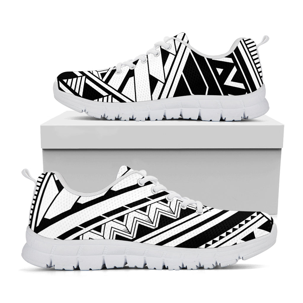 Maori Polynesian Tattoo Pattern Print White Running Shoes