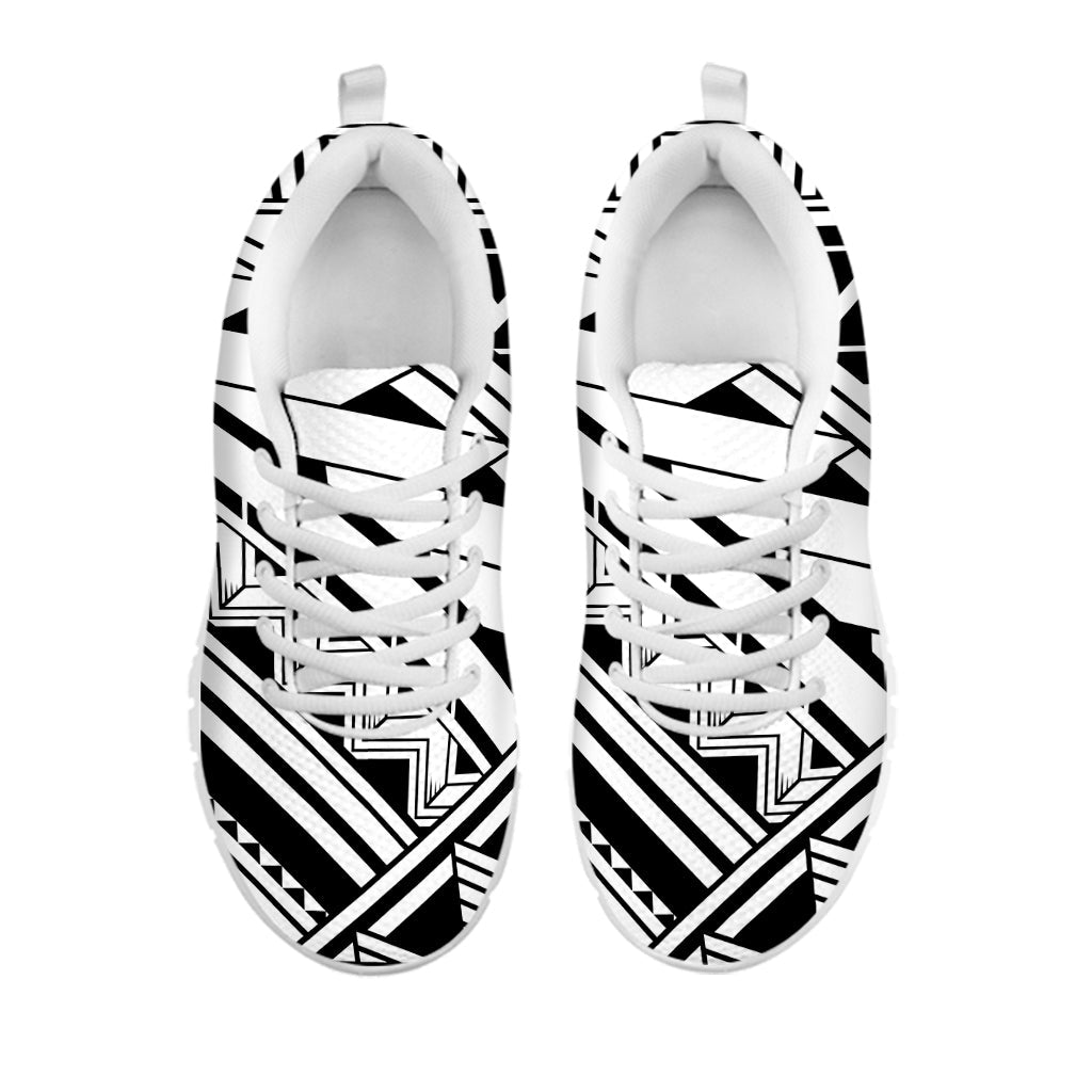 Maori Polynesian Tattoo Pattern Print White Running Shoes