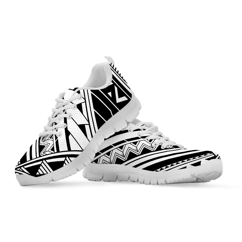 Maori Polynesian Tattoo Pattern Print White Running Shoes