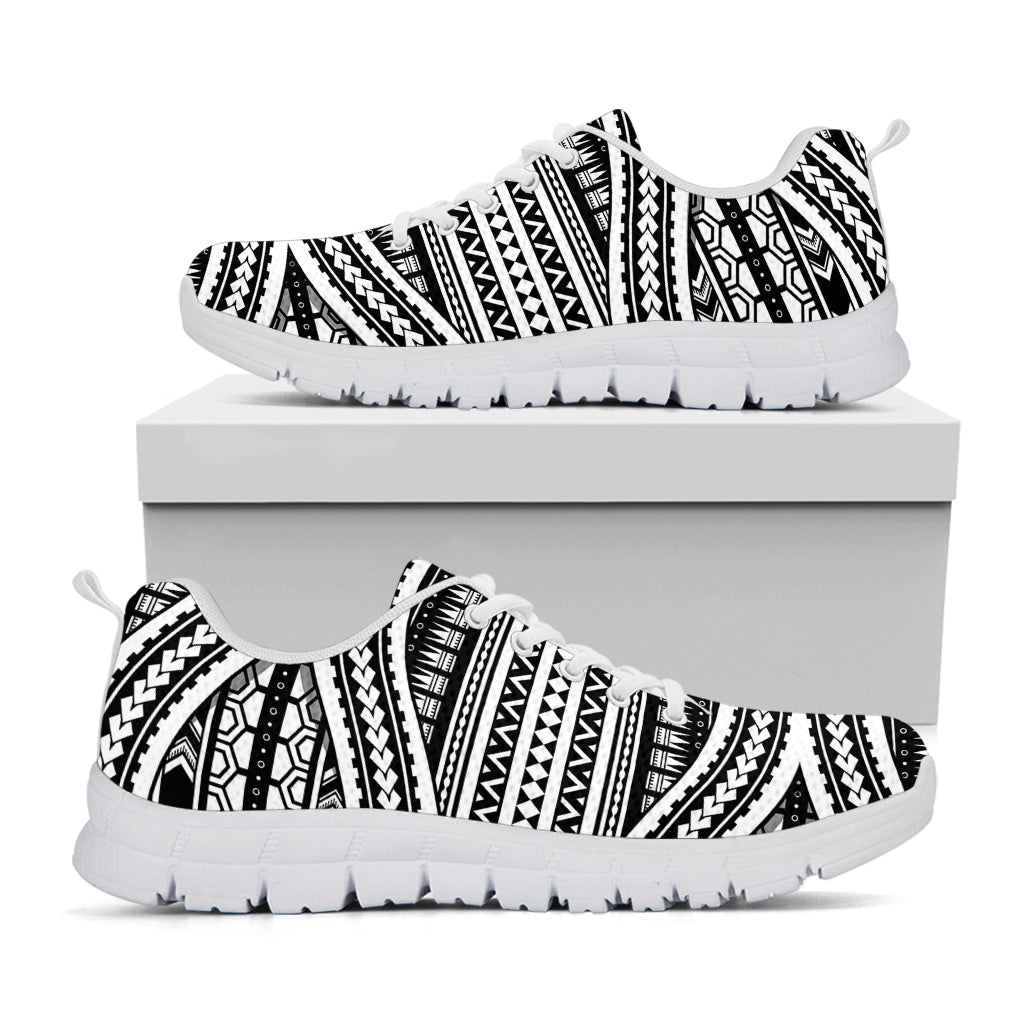 Maori Tattoo Polynesian Tribal Print White Running Shoes
