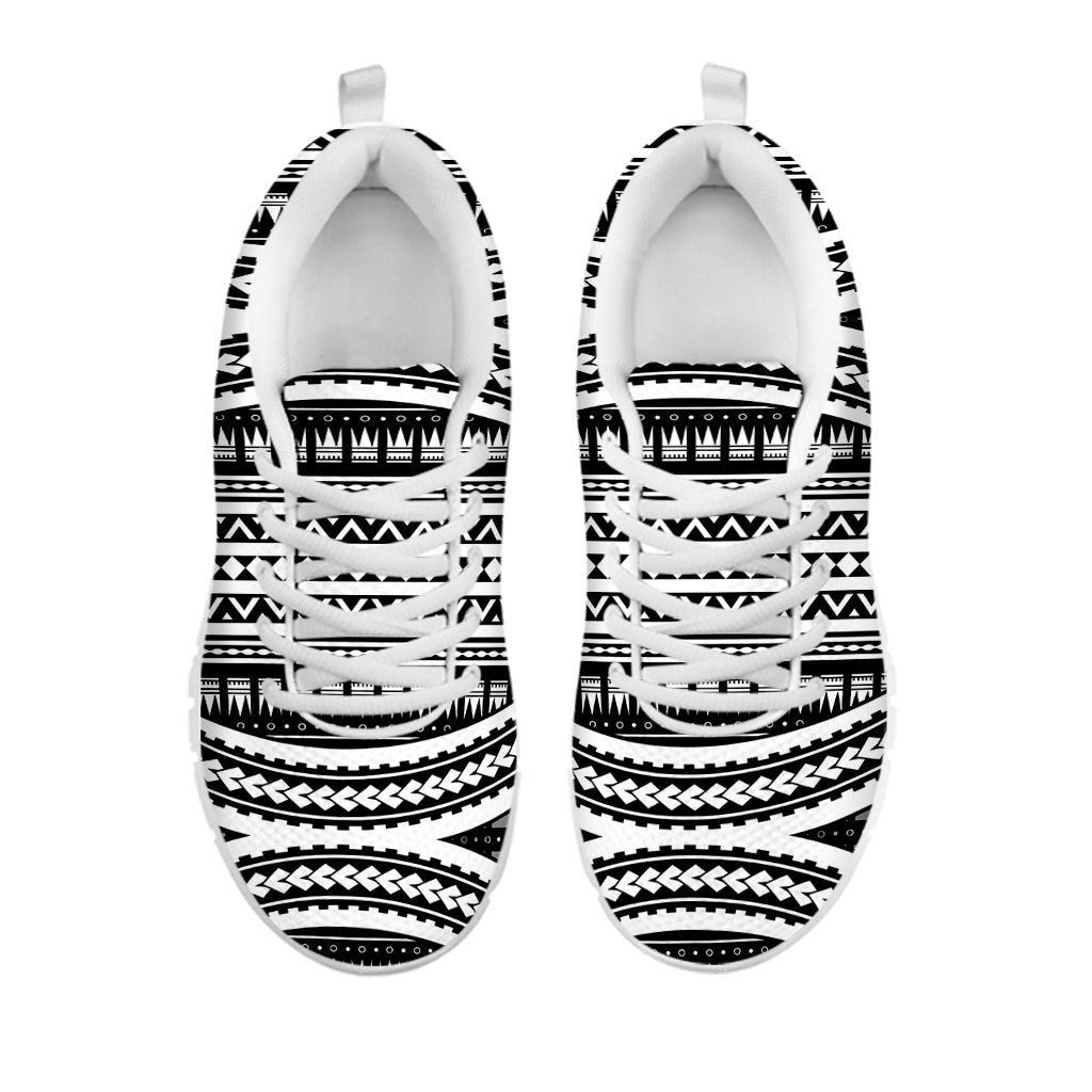 Maori Tattoo Polynesian Tribal Print White Running Shoes