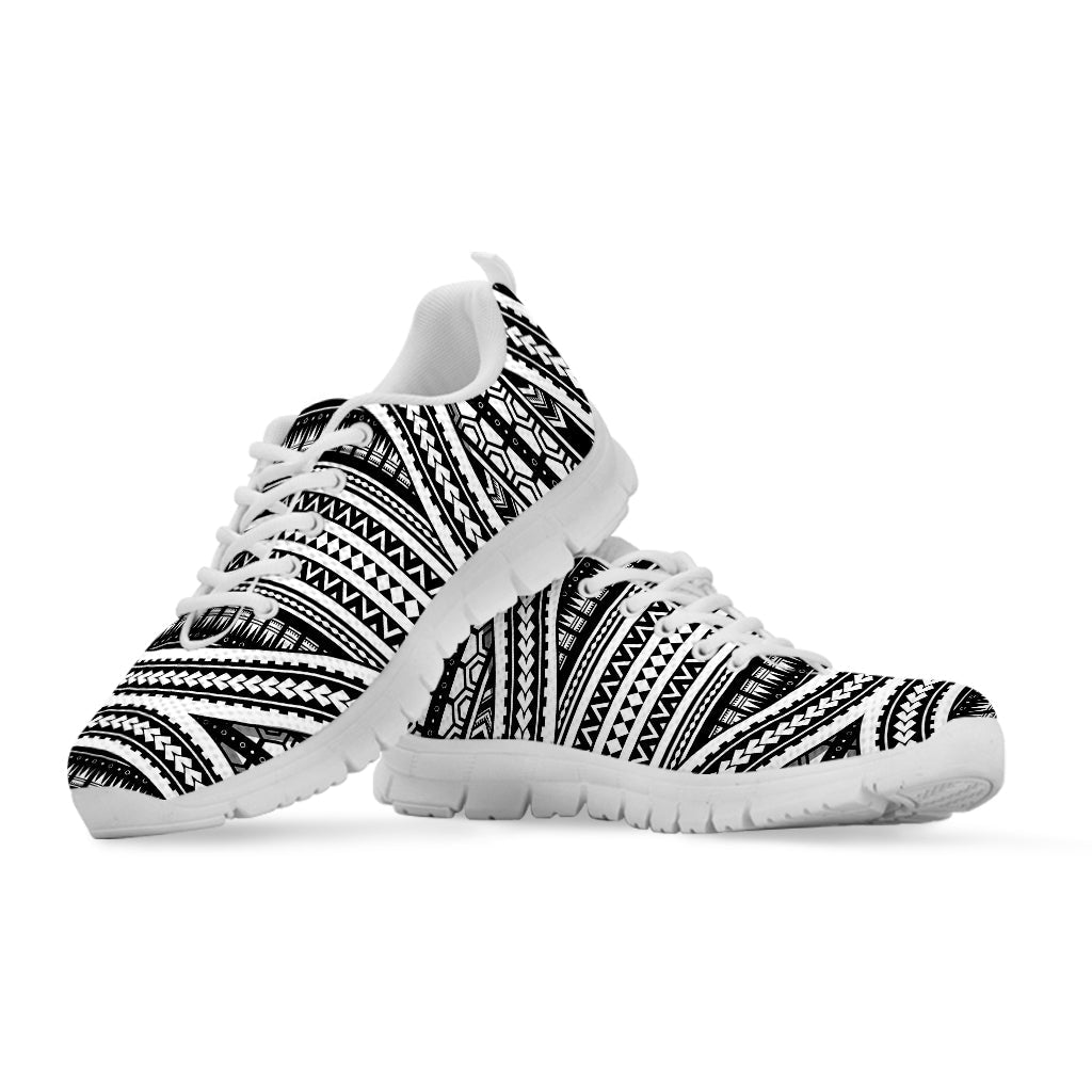 Maori Tattoo Polynesian Tribal Print White Running Shoes