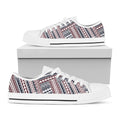 Maori Tribal Pattern Print White Low Top Sneakers