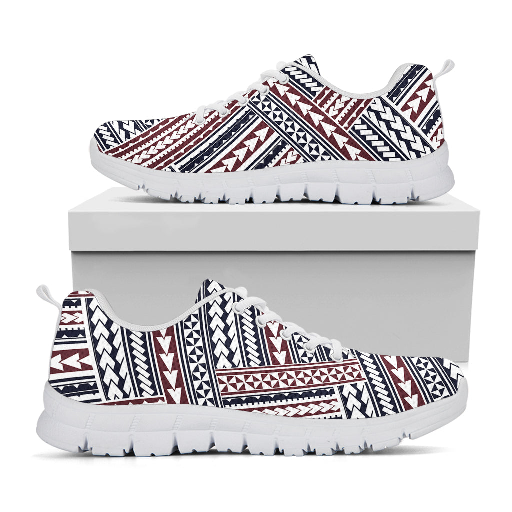 Maori Tribal Pattern Print White Running Shoes