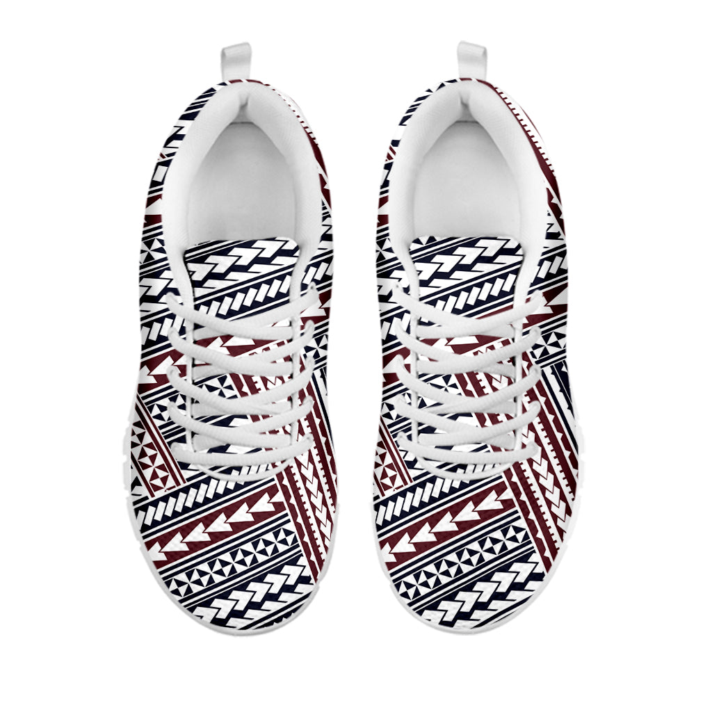 Maori Tribal Pattern Print White Running Shoes