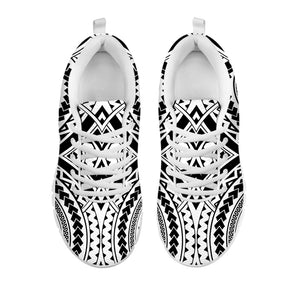Maori Tribal Polynesian Tattoo Print White Running Shoes