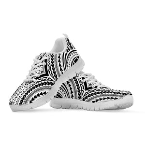 Maori Tribal Polynesian Tattoo Print White Running Shoes