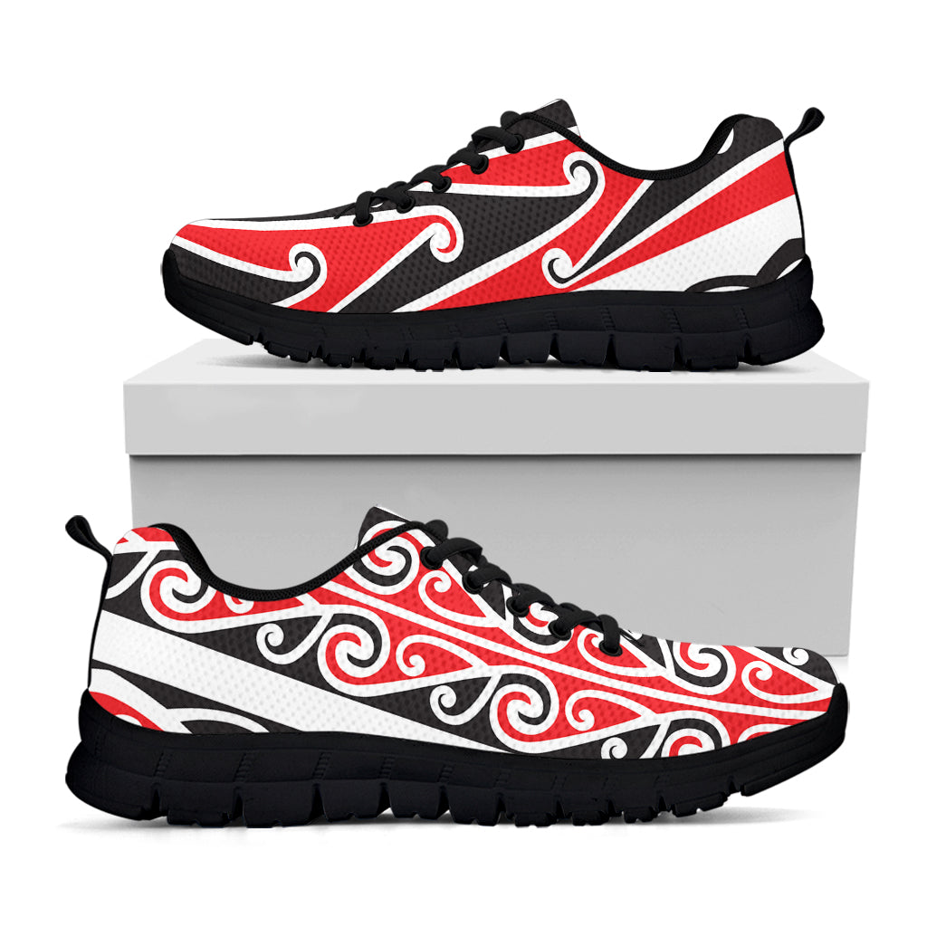Maori Tribal Print Black Running Shoes