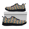 Mardi Gras Chevron Pattern Print Black Running Shoes