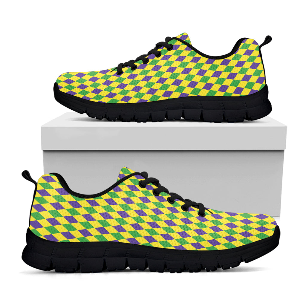 Mardi Gras Fat Tuesday Pattern Print Black Running Shoes