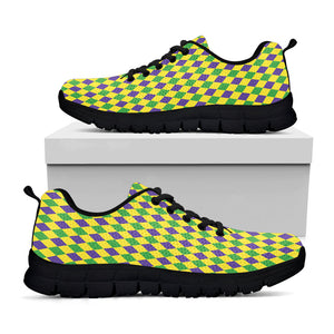 Mardi Gras Fat Tuesday Pattern Print Black Running Shoes