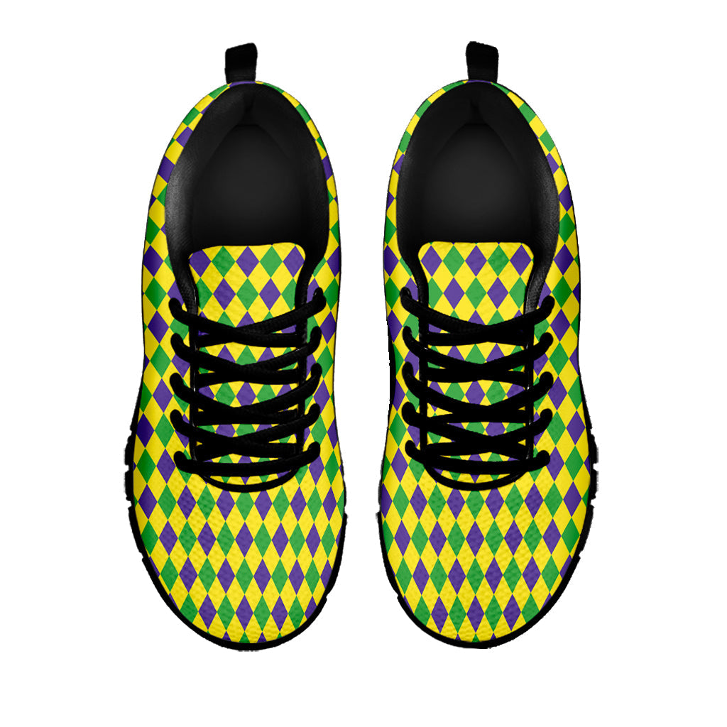 Mardi Gras Fat Tuesday Pattern Print Black Running Shoes