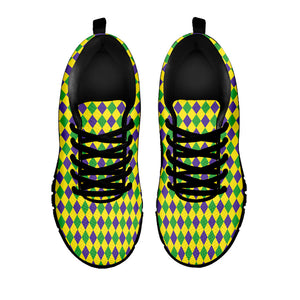 Mardi Gras Fat Tuesday Pattern Print Black Running Shoes