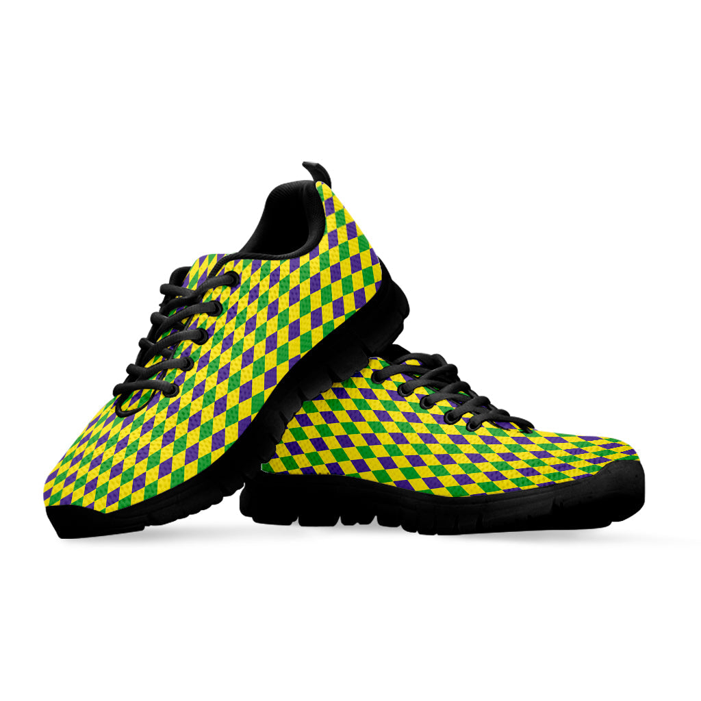 Mardi Gras Fat Tuesday Pattern Print Black Running Shoes