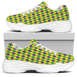 Mardi Gras Fat Tuesday Pattern Print White Chunky Shoes