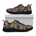 Mardi Gras Festival Pattern Print Black Running Shoes