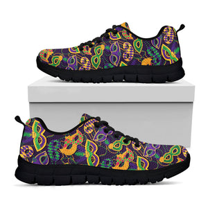Mardi Gras Festival Pattern Print Black Running Shoes