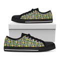 Mardi Gras Fleur De Lis Pattern Print Black Low Top Sneakers
