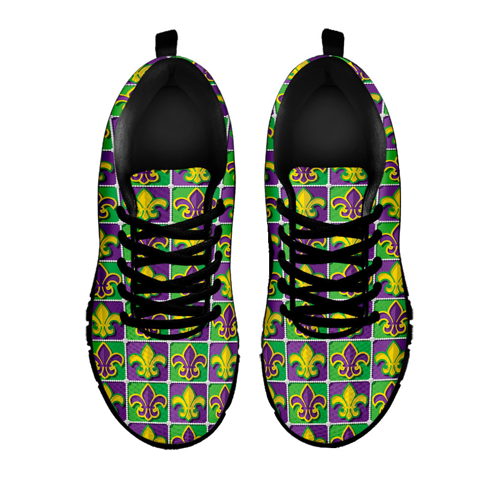 Mardi Gras Fleur De Lis Pattern Print Black Running Shoes