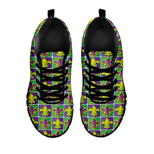 Mardi Gras Fleur De Lis Pattern Print Black Running Shoes
