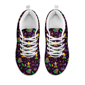 Mardi Gras Party Pattern Print White Running Shoes