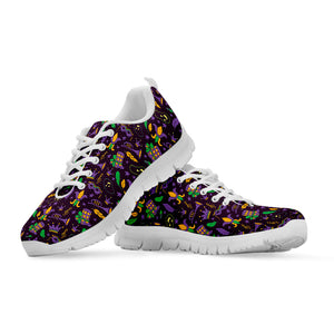 Mardi Gras Party Pattern Print White Running Shoes