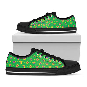 Mardi Gras Star Pattern Print Black Low Top Sneakers