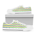 Mardi Gras Wave Pattern Print White Low Top Sneakers