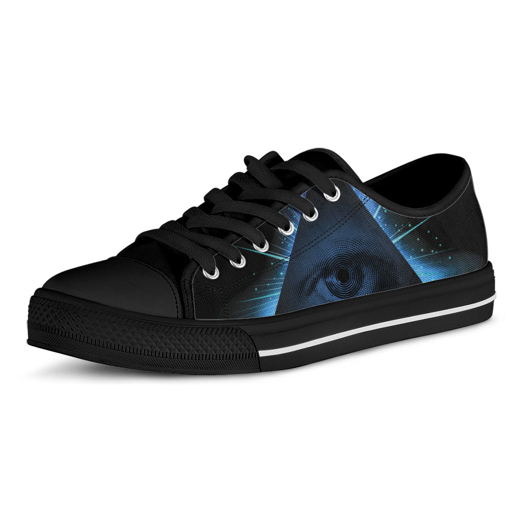 Masonic Eye All Seeing Print Black Low Top Sneakers