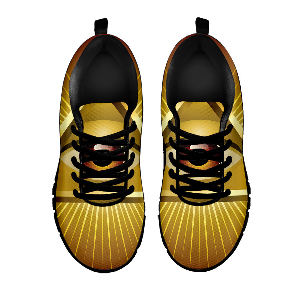 Masonic Eye Sight Print Black Running Shoes