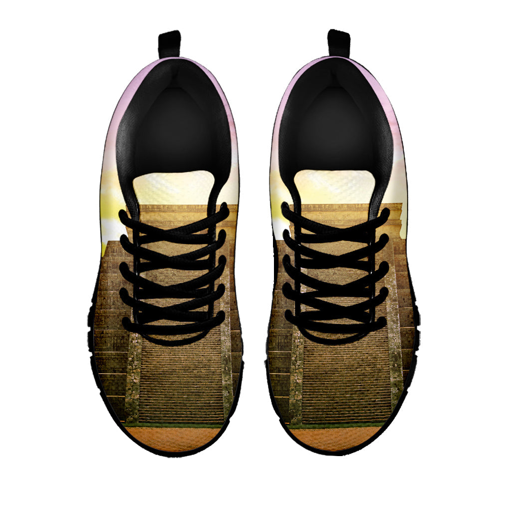 Mayan Civilization Print Black Running Shoes